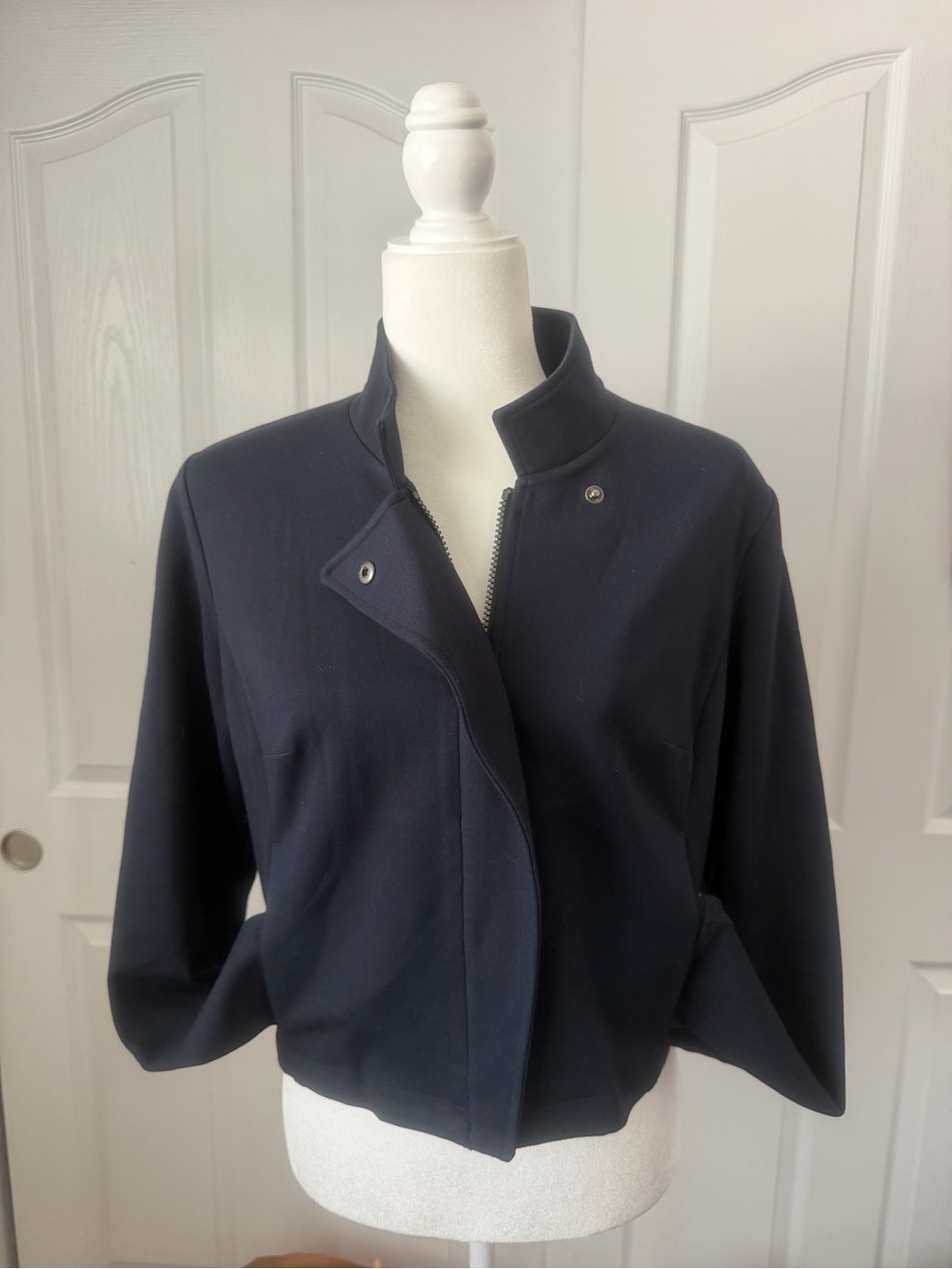 CAbi Midnight Navy Zip-Front Bomber Jacket